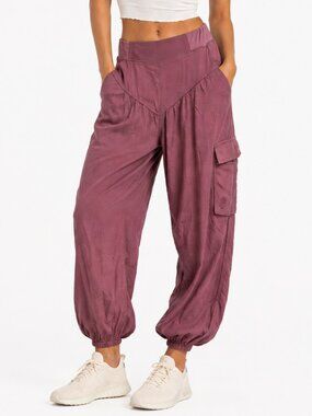 Free People FP Movement Cargo Joggers Clove Cinnamon XS High Rise NWOT